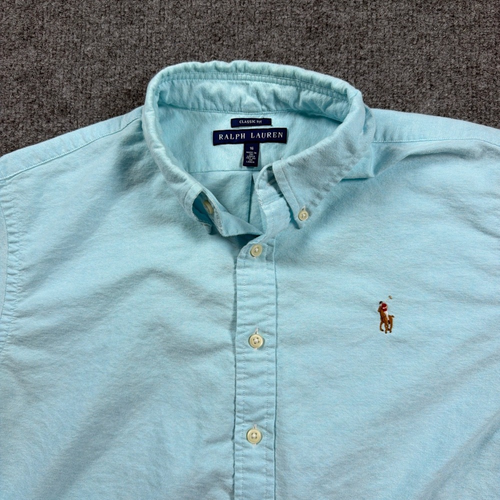 Ralph Lauren Oxford Shirt Womens 16 Light Blue Classic Button Down Long Sleeve - Picture 5 of 14